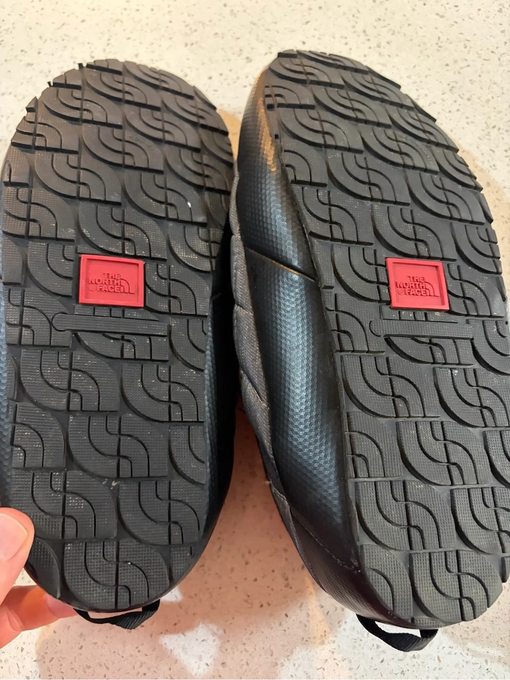 The North Face Men's ThermoBall Quilted Slip-On Mules — Black and Gray
